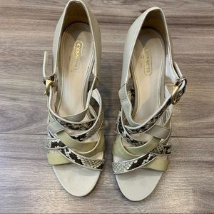 Coach Evie Strappy Heels Q560 Dove/Natural Snakeskin